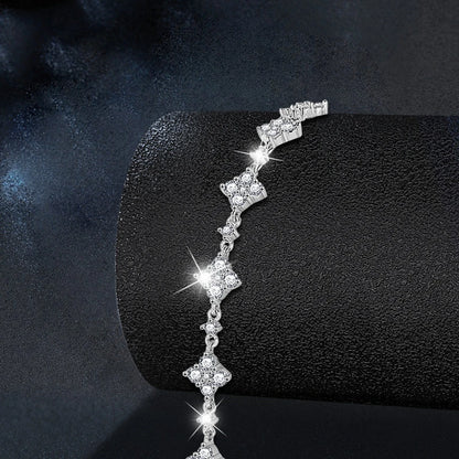Four Leaf Clover Moissanite Bracelet | 925 Silver Adjustable | Diamonds Grace