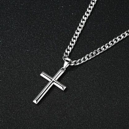 Cross Pendant Necklace for Men | 925 Sterling Silver | 18K White Gold Plated | Diamonds Grace