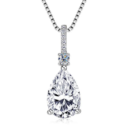Pear Cut Moissanite Droplet Pendant Necklace VVS1 | 925 Silver | Diamonds Grace