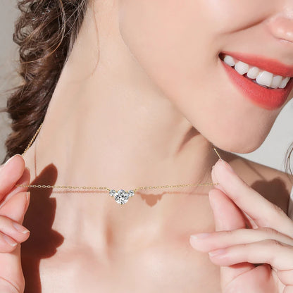 Moissanite 3-Stone Pendant Necklace | 1ct Round Brilliant | 925 Sterling Silver | GRA Certified | Diamonds Grace
