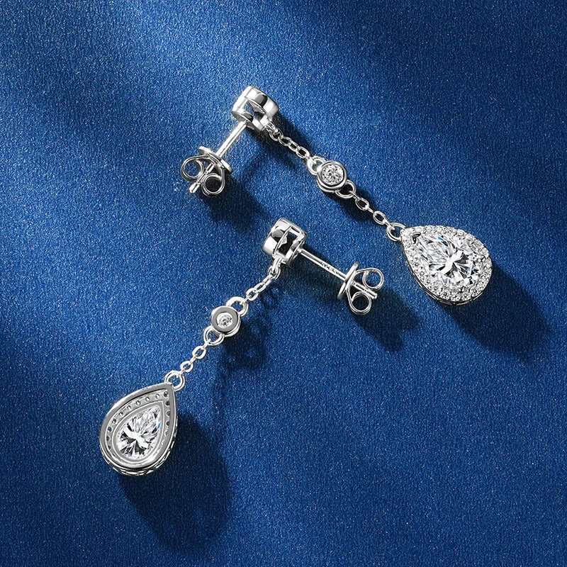 Pear Cut Moissanite Drop Earrings 1.5ct VVS1 | 925 Silver | Diamonds Grace