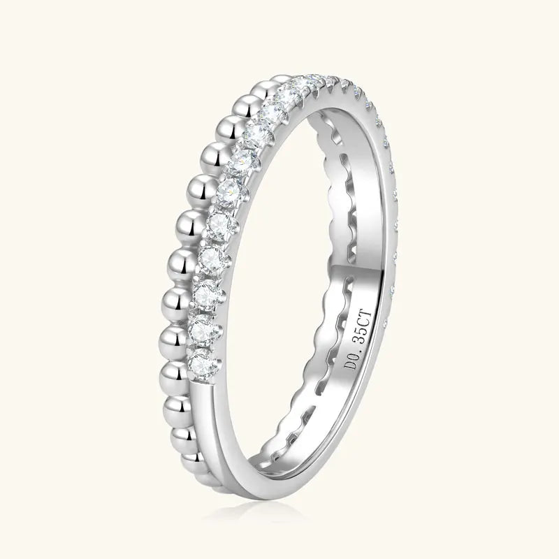 Moissanite Half Eternity Double Band Ring | 925 Sterling Silver | Diamonds Grace