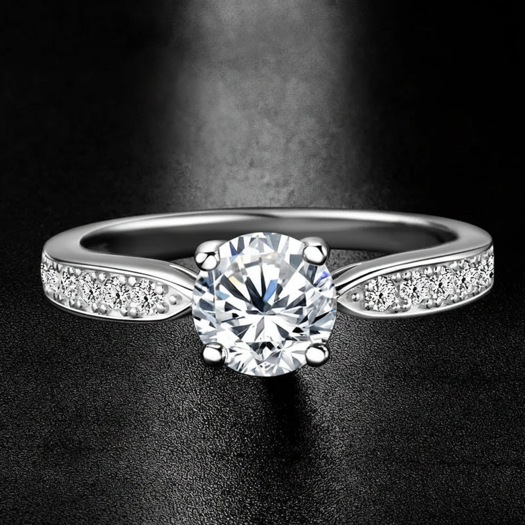 Round Moissanite Engagement Ring 1ct D Color | 925 Silver | Diamonds Grace