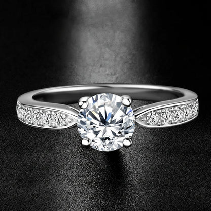 Round Moissanite Engagement Ring 1ct D Color | 925 Silver | Diamonds Grace