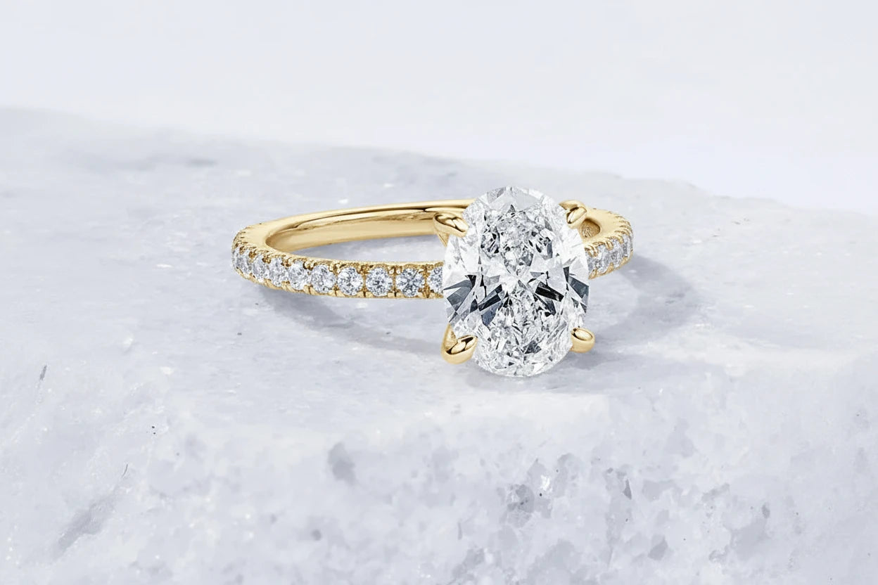 Oval Cut Moissanite Engagement Ring | 3CT D Color VVS1 | S925 Sterling Silver | Diamonds Grace