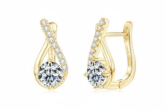 0.60ct Moissanite Teardrop Hoop Earrings | 925 Sterling Silver | Diamonds Grace
