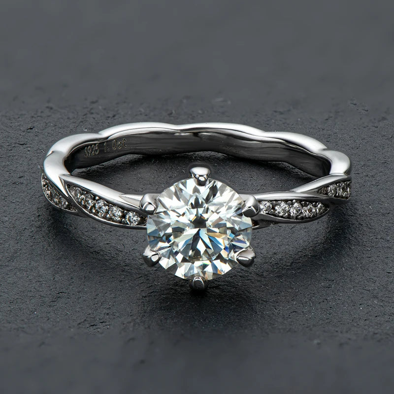 1 Carat Moissanite Engagement Ring | 925 Silver | Diamonds Grace