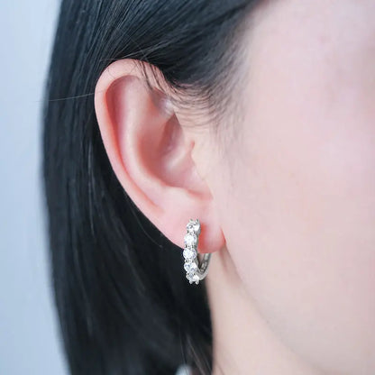 Moissanite Round Hoop Earrings | D Color VVS 0.30ct 4mm | 925 Sterling Silver | Diamonds Grace