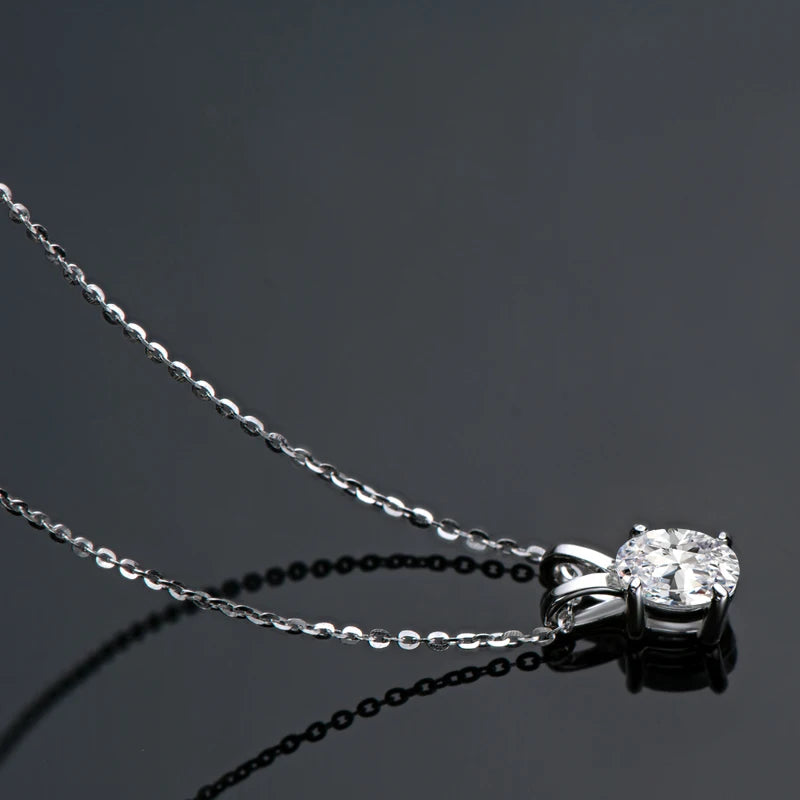1ct Oval Moissanite Solitaire Pendant Necklace | 925 Sterling Silver | Diamonds Grace