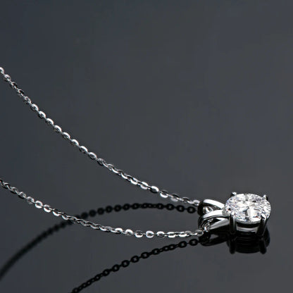 1ct Oval Moissanite Solitaire Pendant Necklace | 925 Sterling Silver | Diamonds Grace