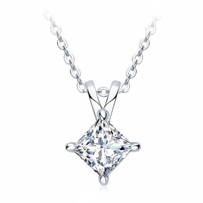 1 Carat Princess Cut Moissanite Necklace | 925 Sterling Silver | Diamonds Grace