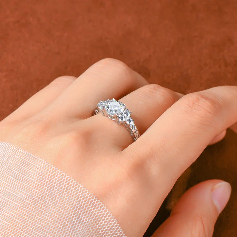 1ct Moissanite 7-Stone Engagement Ring | 925 Sterling Silver | Diamonds Grace