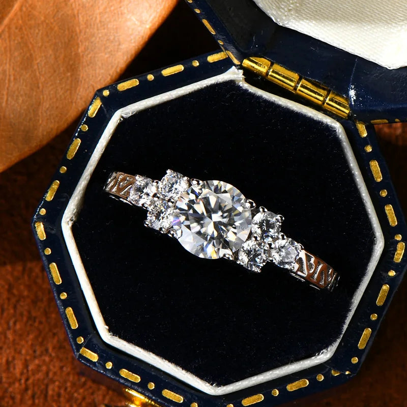 1ct Moissanite 7-Stone Engagement Ring | 925 Sterling Silver | Diamonds Grace