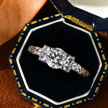 1ct Moissanite 7-Stone Engagement Ring | 925 Sterling Silver | Diamonds Grace