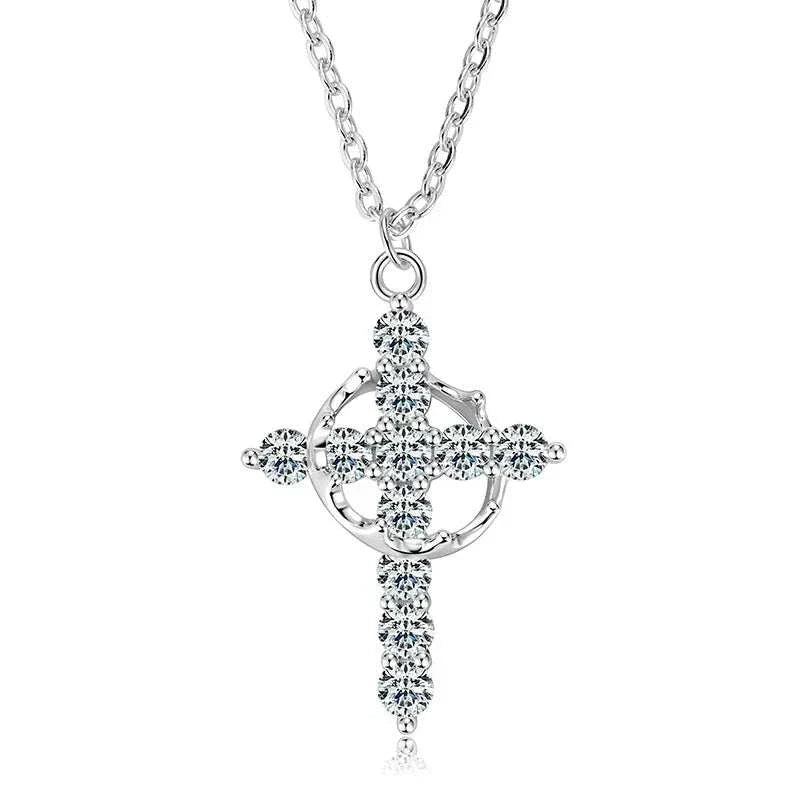 Moissanite Cross Pendant Necklace