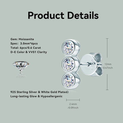 Moissanite Stud Earrings 925 Sterling Silver | Diamonds Grace