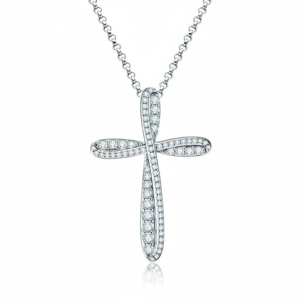 Moissanite Cross Pendant Necklace