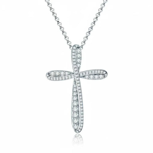 Moissanite Cross Pendant Necklace