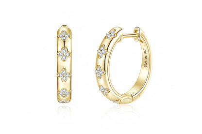 Moissanite Clover Hoop Earrings | D Color VVS1 | 925 Silver | Diamonds Grace