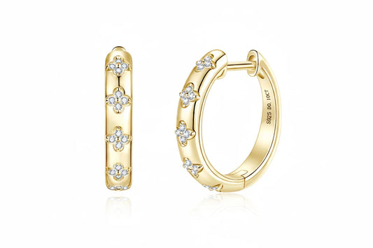 Moissanite Clover Hoop Earrings | D Color VVS1 | 925 Silver | Diamonds Grace