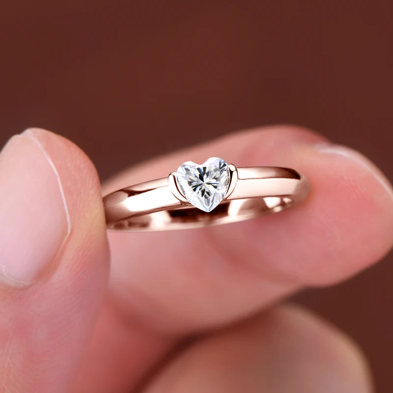 Heart Shaped Moissanite Solitaire Engagement Ring | 0.5ct 925 Sterling Silver | Diamonds Grace