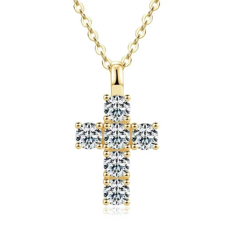 Moissanite Cross Pendant Necklace