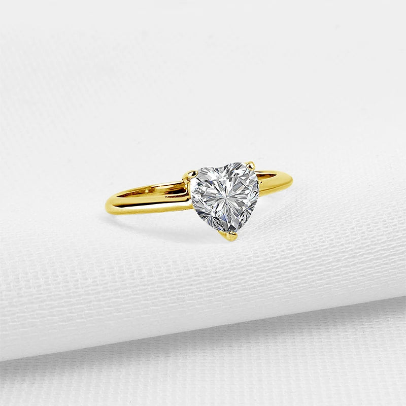 1.2CT Heart Cut Moissanite Solitaire Engagement Ring | 10K Solid Gold | Diamonds Grace