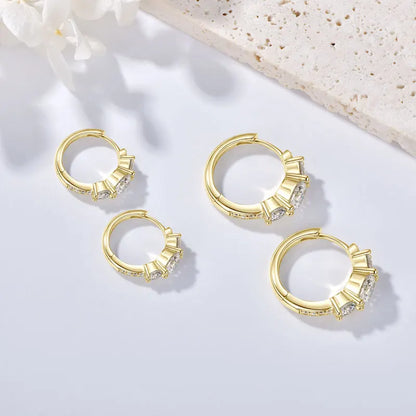 Moissanite Hoop Earrings | D Color Round Brilliant | 925 Sterling Silver | Diamonds Grace
