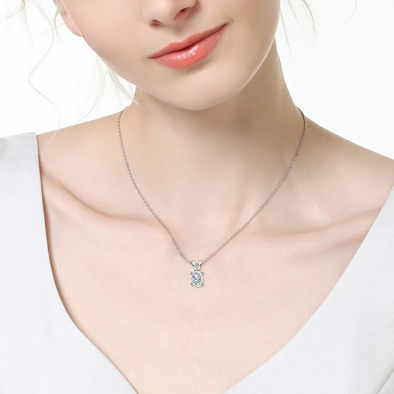 1ct Oval Moissanite Solitaire Pendant Necklace | 925 Sterling Silver | Diamonds Grace