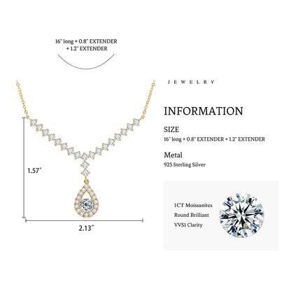 1ct Moissanite Y Lariat Necklace | 925 Sterling Silver | Diamonds Grace