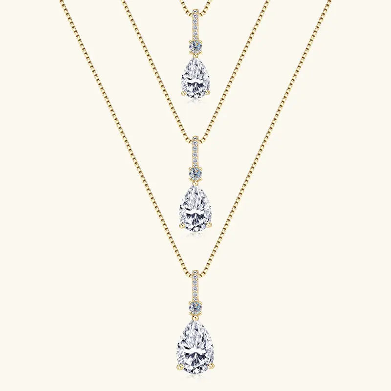 Pear Cut Moissanite Droplet Pendant Necklace VVS1 | 925 Silver | Diamonds Grace