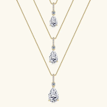 Pear Cut Moissanite Droplet Pendant Necklace VVS1 | 925 Silver | Diamonds Grace