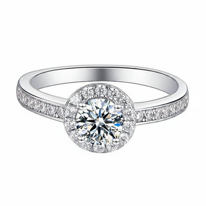 0.5CT Moissanite Halo Engagement Ring | 5mm | S925 Sterling Silver | Diamonds Grace