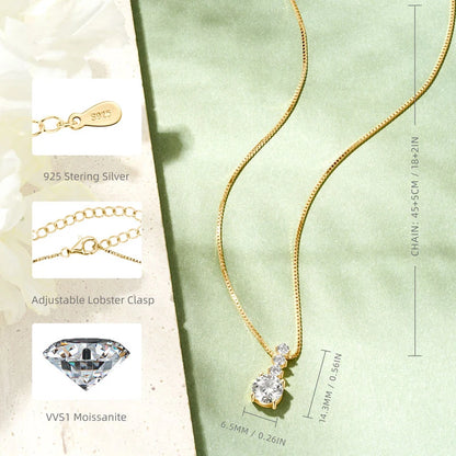 Geometric Moissanite Pendant Necklace | 925 Silver | 1ct Round Brilliant | Diamonds Grace