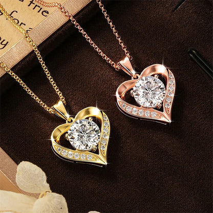 Moissanite Heart Pendant Necklace | 2ct & 3ct Round Cut | GRA Certified 925 Sterling Silver | Diamonds Grace
