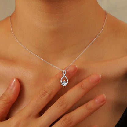 925 Sterling Silver Moissanite Infinity Pendant Necklace | 1ct Round Brilliant Cut | Diamonds Grace