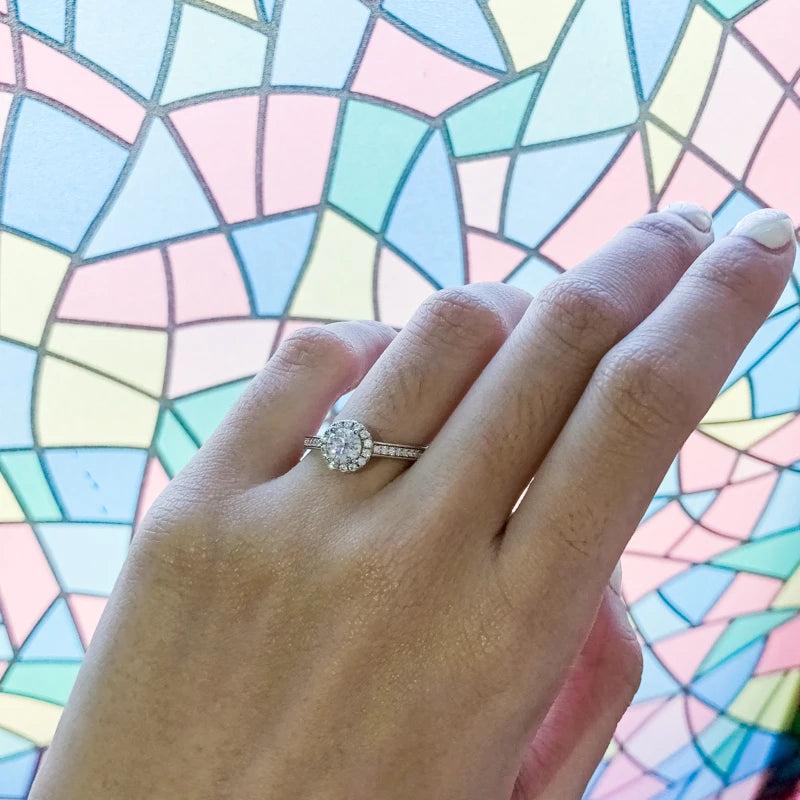 0.5CT Moissanite Halo Engagement Ring | 5mm | S925 Sterling Silver | Diamonds Grace