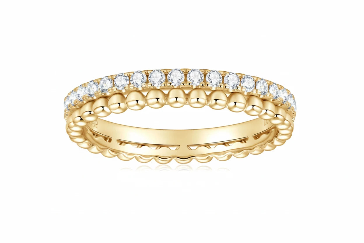 Moissanite Half Eternity Double Band Ring | 925 Sterling Silver | Diamonds Grace