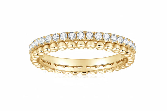Moissanite Half Eternity Double Band Ring | 925 Sterling Silver | Diamonds Grace
