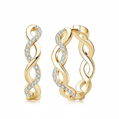 VVS Moissanite Twisted Hoop Earrings | Pavé 925 Sterling Silver | Diamonds Grace