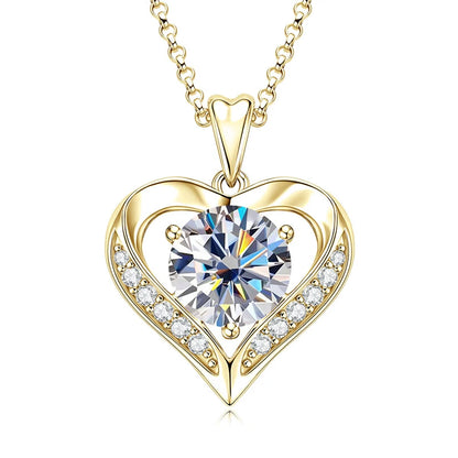 Moissanite Heart Pendant Necklace | 2ct & 3ct Round Cut | GRA Certified 925 Sterling Silver | Diamonds Grace