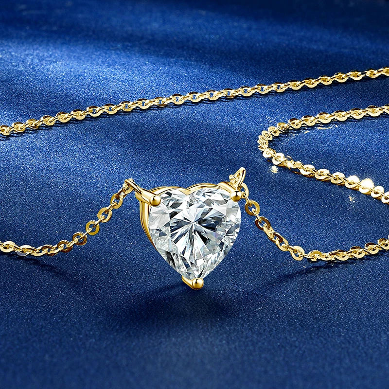 Heart Moissanite Pendant Necklace | 0.5ct–2ct | S925 Sterling Silver | Diamonds Grace