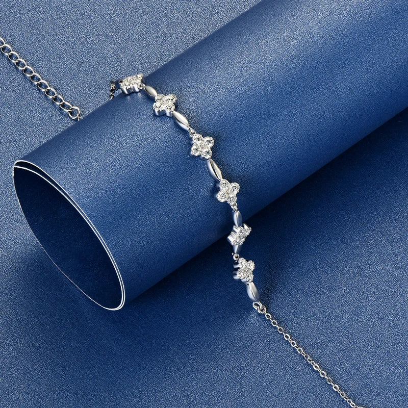 Moissanite Flower Bracelet | 14K Gold Plated 925 Sterling Silver | Diamonds Grace