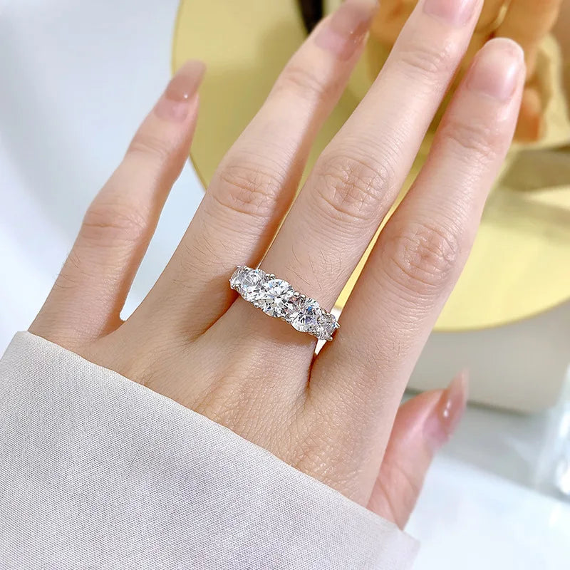 3.6ct Moissanite 5-Stone Engagement Ring D Color VVS1 | 925 Sterling Silver | Diamonds Grace