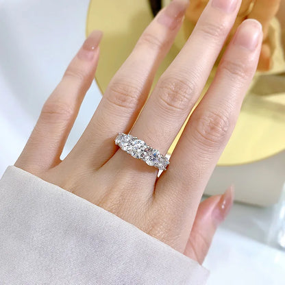 3.6ct Moissanite 5-Stone Engagement Ring D Color VVS1 | 925 Sterling Silver | Diamonds Grace
