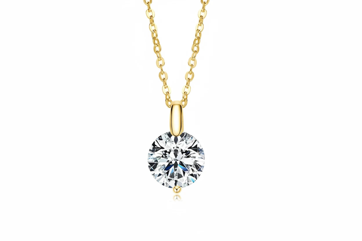2ct Moissanite Pendant Necklace | 925 Sterling Silver Round Brilliant Cut | Diamonds Grace