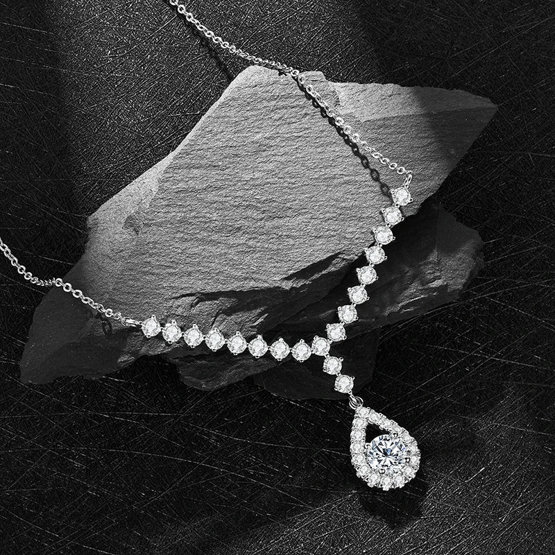 1ct Moissanite Y Lariat Necklace | 925 Sterling Silver | Diamonds Grace