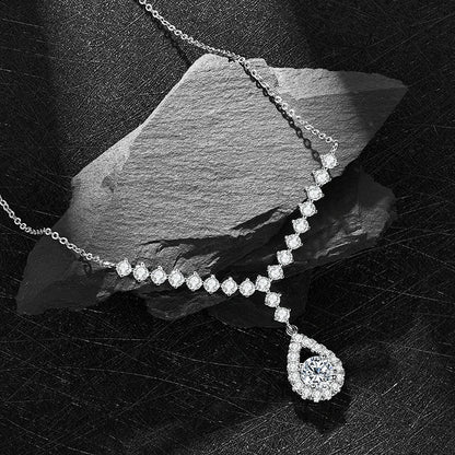 1ct Moissanite Y Lariat Necklace | 925 Sterling Silver | Diamonds Grace