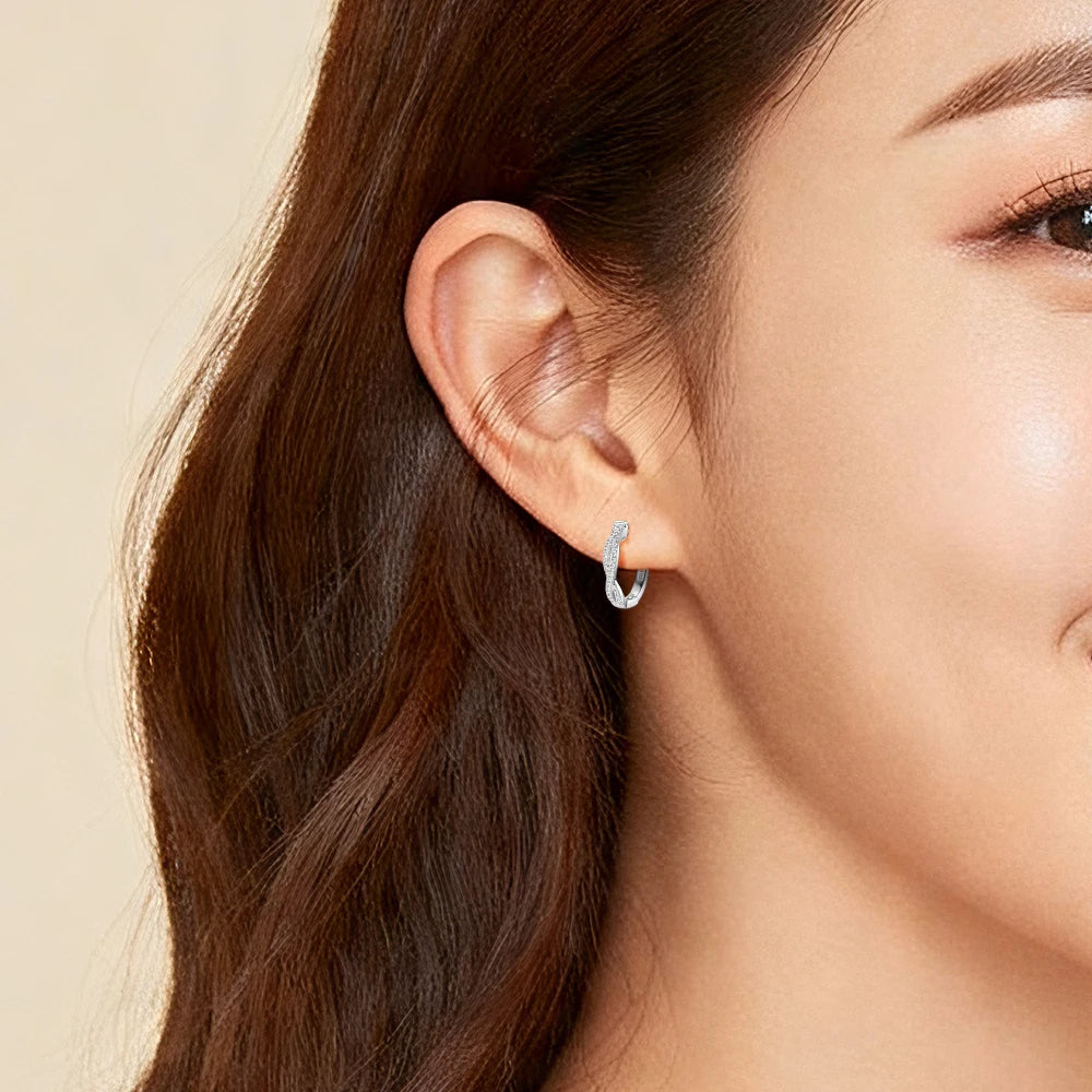 Moissanite Twisted Infinity Hoop Earrings | 925 Sterling Silver | Diamonds Grace