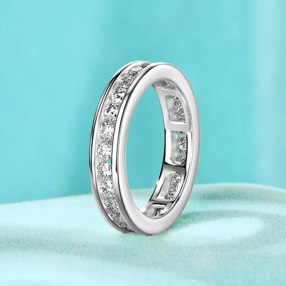 Moissanite Full Eternity Wedding Band | 925 Sterling Silver | Diamonds Grace